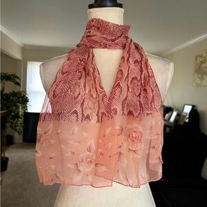 Women’s Rectangular Pink Python Floral Print Scarf